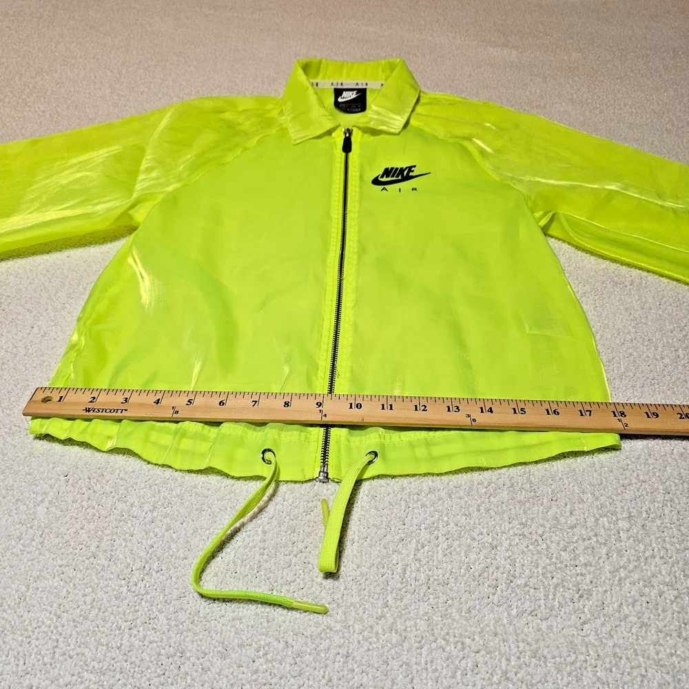 Nike Air Neon Volt Sheer Zip Windbreaker Jacket Drawstring Cropped Womens XS